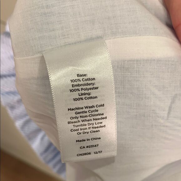 Talbots NWT seersucker Blue striped Watermelon embroidered dress size 14 $119 - Picture 11 of 12